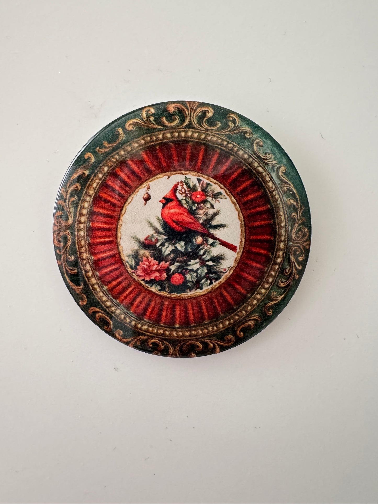 Cardinal 2” round resin