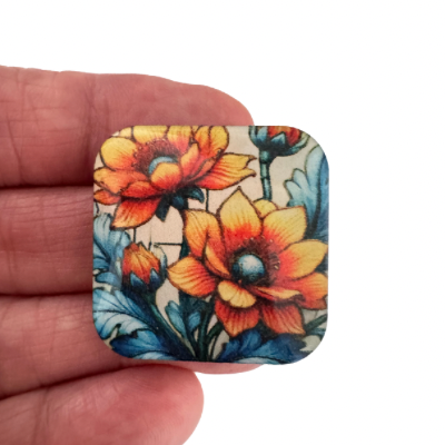 Orange Floral 30mm square