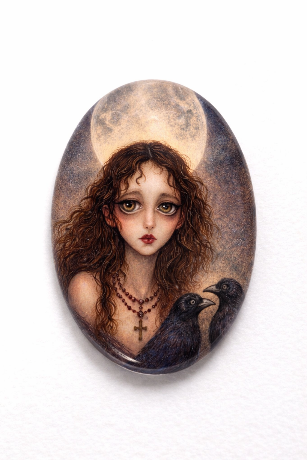 Crow Girl Oval Cabochon