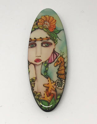 Mermaid and Seahorse long oval