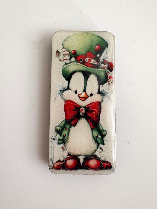 Penguin Holiday domino shape