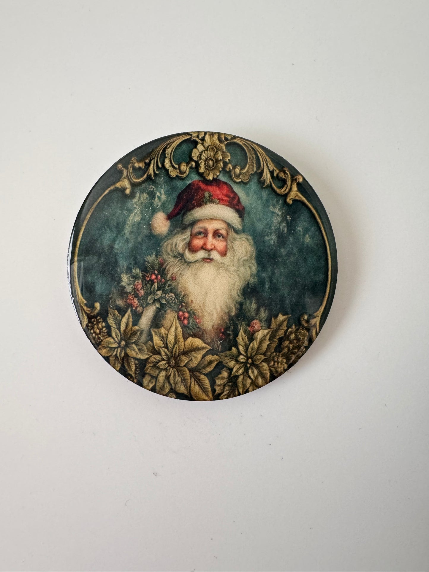 Vintage Santa 2” round