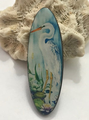 White Egret  long oval