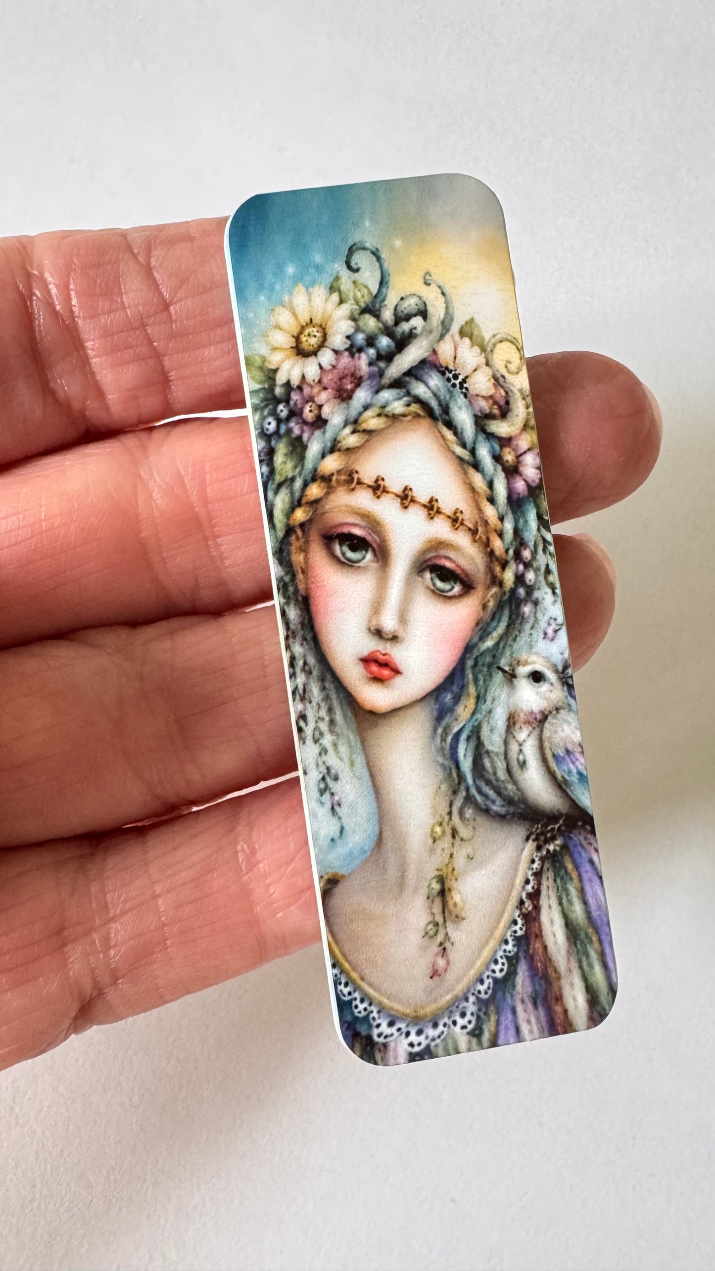 Lady and bird long rectangle