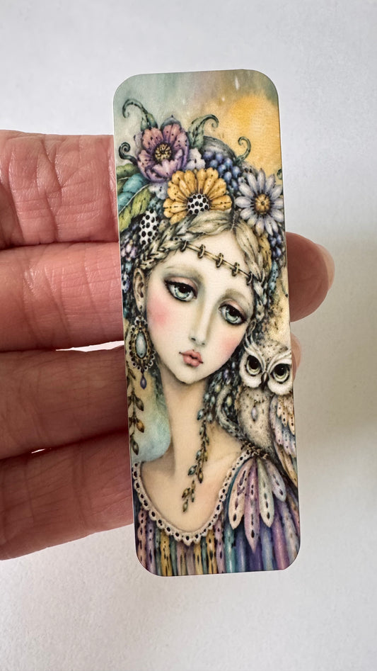 Lady and owl long rectangle